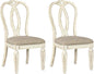 Signature Design by Ashley Realyn French Country Ribbon Back Dining Chair, 2 Count, Chipped White