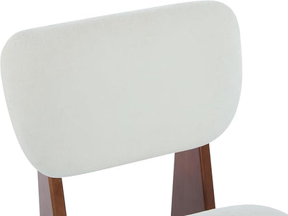 Christopher Knight Home Mores Low Profile Accent Chair Set of 2, Modern Living Room Armless Lounge Chair, Fabric Comfy Reading Chair for Bedroom, Wooden Frame and Thick Padded Seat, White+Walnut