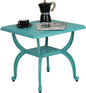 JARDIN DE CENTENNIAL Cast Aluminum Outdoor Side Table,Anti-Rust Outdoor End Table,Patio Coffee Bistro Table for Indoor,Garden,Porch,Balcony(Square Blue)