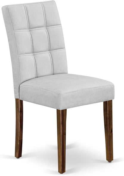 East West Furniture ANAS3-AWA-27 3 Piece Modern Dining Set consists A Dinning Table and 2 Light Gray Polyester Fabric Dinner Chairs, Antique Walnut