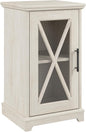 Bush Furniture Lennox Small Farmhouse End Table with Storage in Linen White Oak | Living Room Organization