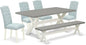 East West Furniture X097CE215-6 6 Piece Dining Room Table Set Contains a Rectangle Kitchen Table with X-Legs and 4 Baby Blue Linen Fabric Parson Chairs with a Bench, 40x72 Inch, Multi-Color