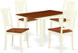East West Furniture NDAV5-WHI-W 5 Piece Kitchen Table & Chairs Set Includes a Rectangle Dining Room Table with Dropleaf and 4 Solid Wood Seat Chairs, 30x48 Inch, Buttermilk & Cherry
