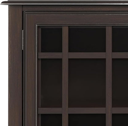 SIMPLIHOME Connaught SOLID WOOD 60 inch Wide Traditional Wide Storage Cabinet Buffet in Chestnut Brown for the Living Room, Entryway and Family Room
