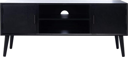 SAFAVIEH Sorrel TV Stand for up to 55" Flatscreen – Black, 2 Doors with Interior Storage, 2 Open Shelves, Entertainment Media Console (MED5701B)