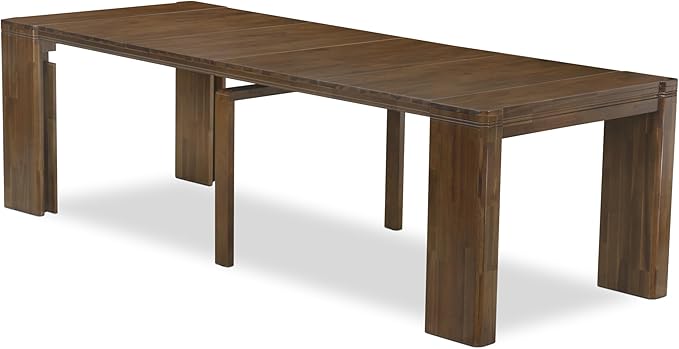 X07DA-BC8-32 10-Pc Kitchen Table Set includes an Extendable Rectangle Kitchen Table, 1 Coffee Table, 7 Polyester Dining Chairs and 1 Bench, 39x120 Inch, Antique Walnut