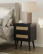 Masupu Rattan Night Stand, Modern nightstand Boho Bedside Table with 2 Drawer,Small End Side Table for Bedroom,Living Room,Office,Black