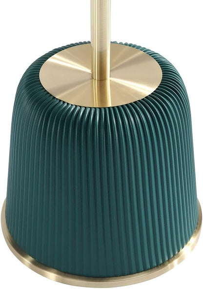 Manhattan Comfort Anderson Modern 15.75" Round End Tables 1.0 - Elegant Leatherette Upholstered Base with Pleated Design & Gold Steel Tabletop, Fully Assembled Accent Furniture, Set of 2, Green