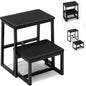 Step Stool for Kids Adults,Holds up to 500Lb,3 in1 Heavy Duty Sturdy Two Foot Stool for Kichen/Bathroom/High beds, Wooden&Metal Frame, Non-Slip Pads…