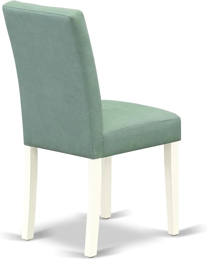 East West Furniture ANAS5-LWH-43 5 Piece Dinner Table Set contain A Wooden Table and 4 Willow Green Polyester Fabric Kitchen Chairs with Stylish Back- Linen White Finish