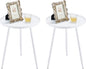 Apicizon 16" Round Side Table Set of 2, White Metal End Table for Living Room, Bedside, Mid Century Modern Coffee Table or Circle Accent Table for Small Spaces, White