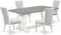 East West Furniture V097VE005-5 5 Piece Kitchen Table Set for 4 Includes a Rectangle Dining Room Table with V-Legs and 4 Grey Linen Fabric Parsons Dining Chairs, 40x72 Inch, Multi-Color