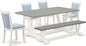 East West Furniture V097MZ015-6 6 Piece Dining Table Set Contains a Rectangle Dining Room Table and 4 Baby Blue Linen Fabric Parson Chairs with a Bench, 40x72 Inch, Multi-Color