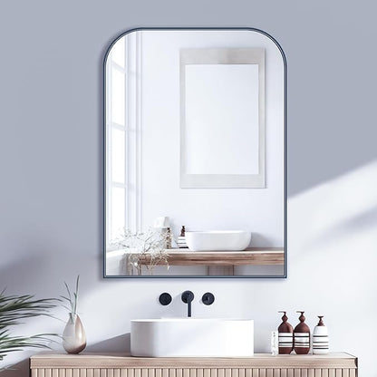 Bathroom Mirror, Wall Mirrors, Black Metal Framed Wall-Mounted Mirrors, Bathroom Vanity Mirror for Over Sink, Living Room, Bedroom, Entryway, 22x30 Inch, Black