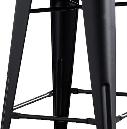 AC Pacific Modern 24” Metal Barstool Set of 2 – Country Rustic Style with Low Back, Lightweight & Sturdy Build, Easy Assembly, Matte Black
