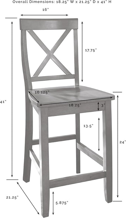 Crosley Furniture X-Back Wood Counter Height Bar Stools Set of 2, Black, 24-inch