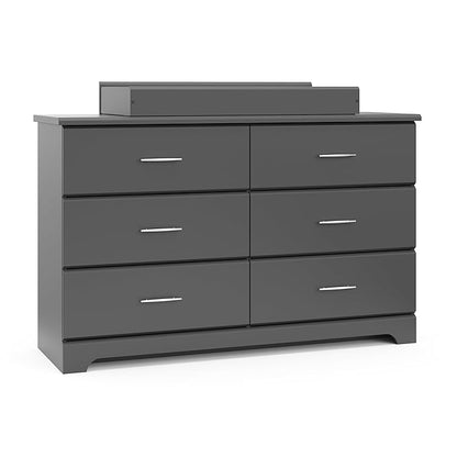 Storkcraft Brookside 6-Drawer Dresser (Gray) – GREENGUARD Gold Certified, Nursery & Kids Storage, Nursery Essentials, Kids Room Storage, Durable Bedroom Dresser