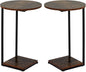 HDANI C Table End Table Set of 2,Round Side Table That Slide Under,C Shaped End Table for Couch,Small Table for Living Room,Bedroom,Rustic Brown