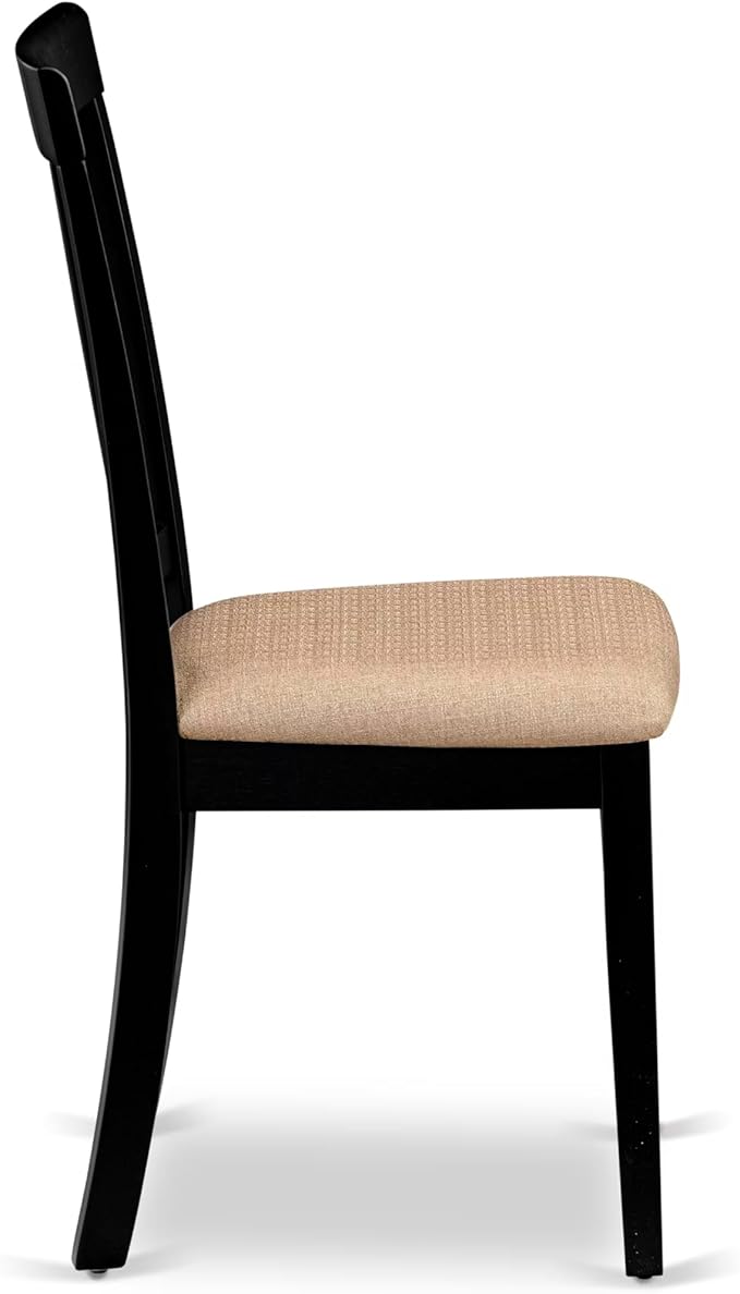 East West Furniture LGAN7-BLK-C 7 Piece Kitchen Table Set Consist of a Rectangle Dining Table with Butterfly Leaf and 6 Linen Fabric Dining Room Chairs, 42x84 Inch, Black