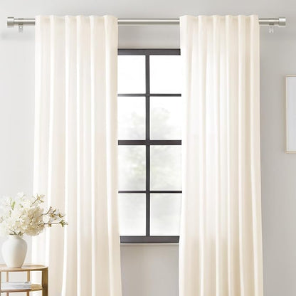 2 Pack Curtain Rods for Windows 28 to 48 Inch(2.3-4ft), 1 Inch Brushed Nickel Curtain Rods Set, Adjustable Heavy Duty Curtain Rod, Modern Drapery Rods for Bedroom Living Room, Size 32"- 60"