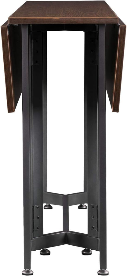 SEI Furniture Driness Drop Leaf Convertible Console to Dining Table, Dark Tobacco, Gunmetal Gray