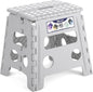 Delxo Folding Step Stool, 13 inch Non-Slip Foldable Stools Up to 300 LBS, Step Stool with Handle, Lightweight for Kitchen, Bathroom, Bedroom, Garden, Grey, 1PC