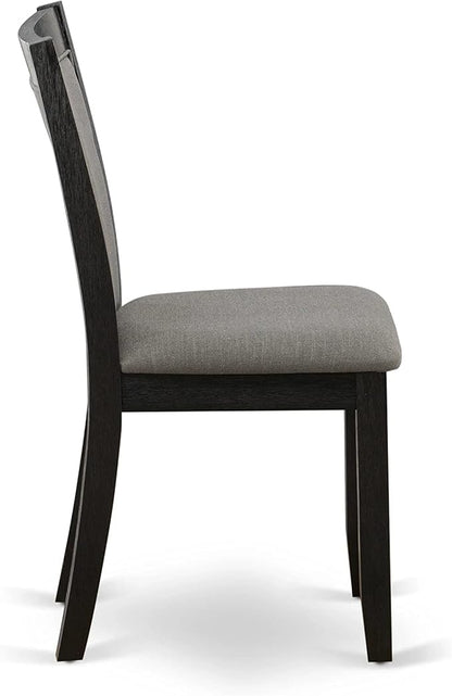 East West Furniture X627MZ650-6 6 Piece Dining Table Set Contains a Rectangle Kitchen Table and 4 Dark Gotham Grey Linen Fabric Parson Chairs with a Bench, 40x72 Inch, Multi-Color