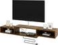 IBUYKE 71" Floating TV Stand Wall Mounted with Power Outlet,Wood Wall Mounted Media Console Shelf,Floating Entertainment Center for Under TV Storage for Living Room Bedroom Office,Rustic Brown WST008H