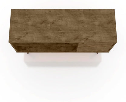 Manhattan Comfort Liberty Mid Century Modern TV Stand for Televisions up to 46 Inches, Bedroom and Living Room Entertainment Center with Storage, Shelves, and Cabinet, 43" Wide, Rustic Brown