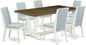 East West Furniture V077LA015-7 7 Piece Dining Table Set Consist of a Rectangle Kitchen Table with V-Legs and 6 Baby Blue Linen Fabric Upholstered Chairs, 40x72 Inch, Multi-Color