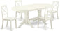 East West Furniture VABO5-LWH-W 5 Piece Kitchen Table Set for 4 Includes an Oval Dining Room Table with Butterfly Leaf and 4 Solid Wood Seat Chairs, 40x76 Inch, Linen White