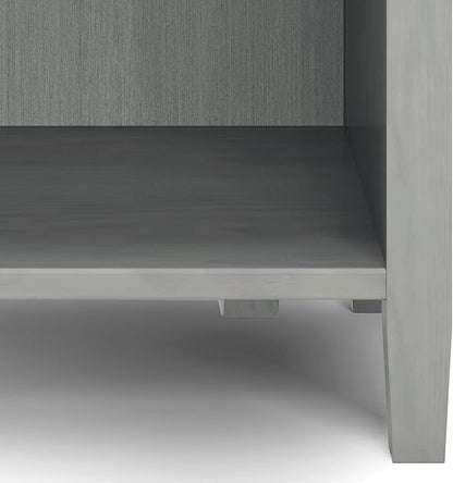 SIMPLIHOME Warm Shaker SOLID WOOD 24 Inch Wide Transitional Bedside Nightstand Table in Fog Grey, For the Living Room and Bedroom