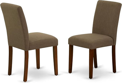 East West Furniture ANAB5-MAH-18 5 Piece Dining Table Set for 4 Includes a Round Kitchen Table with Pedestal and 4 Coffee Linen Fabric Upholstered Chairs, 36x36 Inch, Mahogany