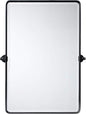 TEHOME Matt Black Pivot Rectangle Bathroom Vanity Mirrror Farmhouse Tiltable Rounded Metal Framed Pivoting Bathroom Mirror with Beveled Mirrror, Overall 27 x 35 inches (Mirrror 23 x 35 inches)