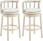 Cow top Leather Wooden Bar Stools, 360 Degree Swivel Bar Height Chair with Backs for Home Kitchen Counter, Morden Chair Barstools (Ivory Wood 2pcs-Cream Seat, Bar Height-Seat Height 29.5”)