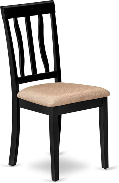 East West Furniture LGAN9-BCH-C 9 Piece Dining Set Includes a Rectangle Dining Room Table with Butterfly Leaf and 8 Linen Fabric Upholstered Chairs, 42x84 Inch, Black & Cherry