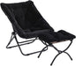 Comfy Folded Chair with Ottoman, Oversized Folding Faux Fur Chair Soft Furry Lounge Lazy Chair with Metal Frame Moon Chair Accent Chair for Bedroom, Living Room, Dorm Rooms