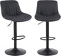Bar Stools Set of 2, Swivel Counter Height Barstools with Back, Adjustable PU Leather Bar Chairs, Modern Armless Kitchen Island Stool, Black