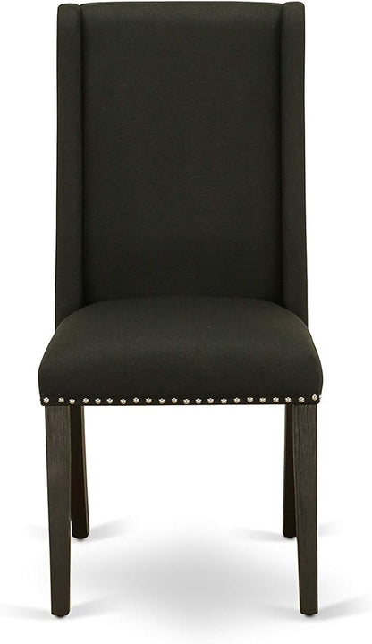 East West Furniture X697FL624-9 9 Piece Dining Room Furniture Set Includes a Rectangle Dining Table with X-Legs and 8 Black Linen Fabric Upholstered Chairs, 40x72 Inch, Multi-Color