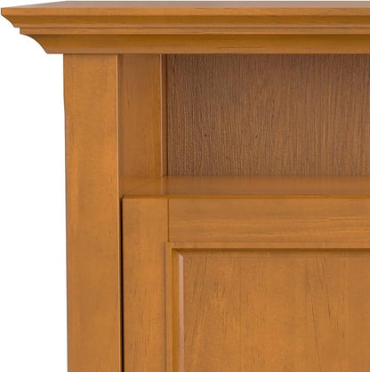 SIMPLIHOME Amherst 54-inch Wide Solid Wood TV Stand in Light Golden Brown, Transitional-Style Media Console for Living Room with Adjustable Shelves and Cable Management