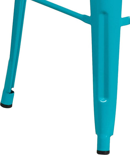 Flash Furniture Kai Commercial Grade 4 Pack 30" High Backless Crystal Teal-Blue Indoor-Outdoor Barstool