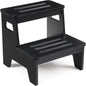 Wooden Step Stools for Kids, Heavy Duty Bamboo 2-Step Stepping Stools for Toddlers, DIY Non-Slip Pads & Handles, for High Bed, Bathroom, Toilet, Kitchen, RV, Black