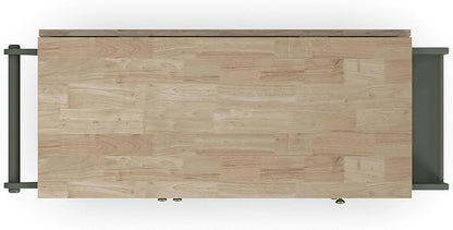 Homestyles Mobile Kitchen Island Cart with Wood Top and Dropleaf Breakfast Bar, 18" D x 53.5" W x 36" H, Green