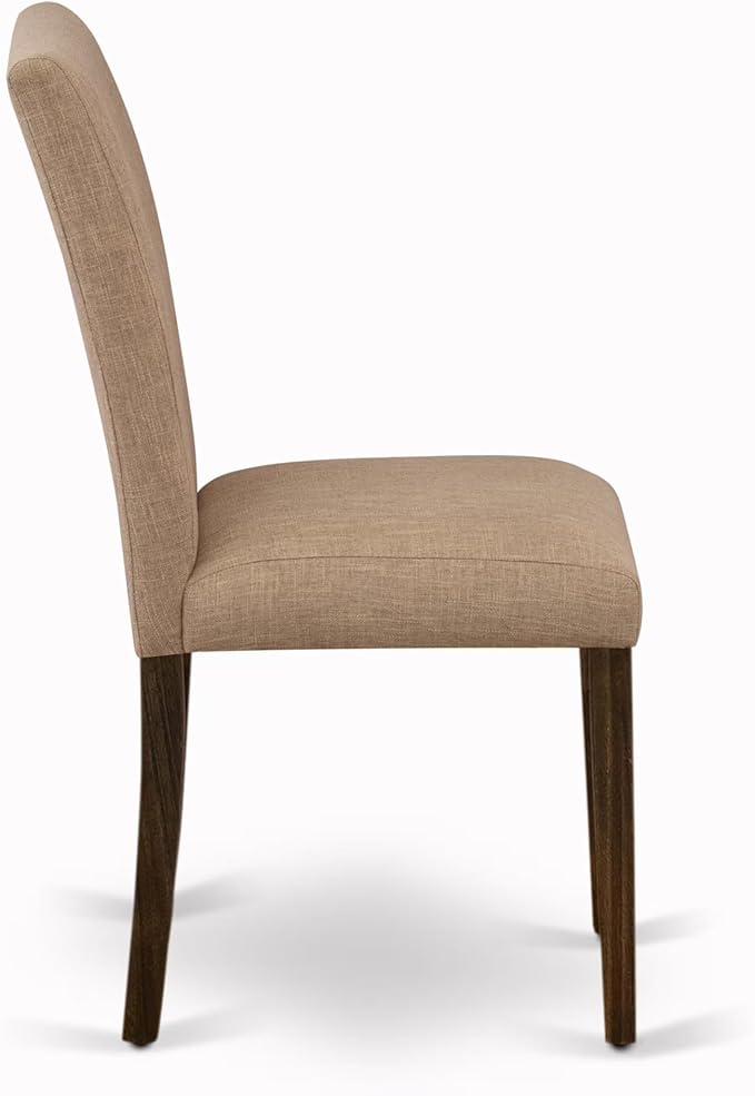 East West Furniture V797AB747-7 7 Piece Kitchen Table Set Consist of a Rectangle Dining Table with V-Legs and 6 Light Sable Linen Fabric Parson Dining Chairs, 40x72 Inch, Multi-Color