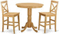 East West Furniture JAPB3-OAK-W 3 Piece Counter Height Pub Set for Small Spaces Contains a Round Kitchen Table with Pedestal and 2 Dining Room Chairs, 36x36 Inch, Oak
