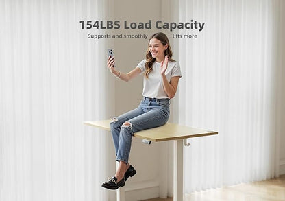 Seang Standing Desk with Adjustable Height, 63x24 Inch Electric Stand Up Desk for Home Office, Studio, Computer Workstation, Nature Top