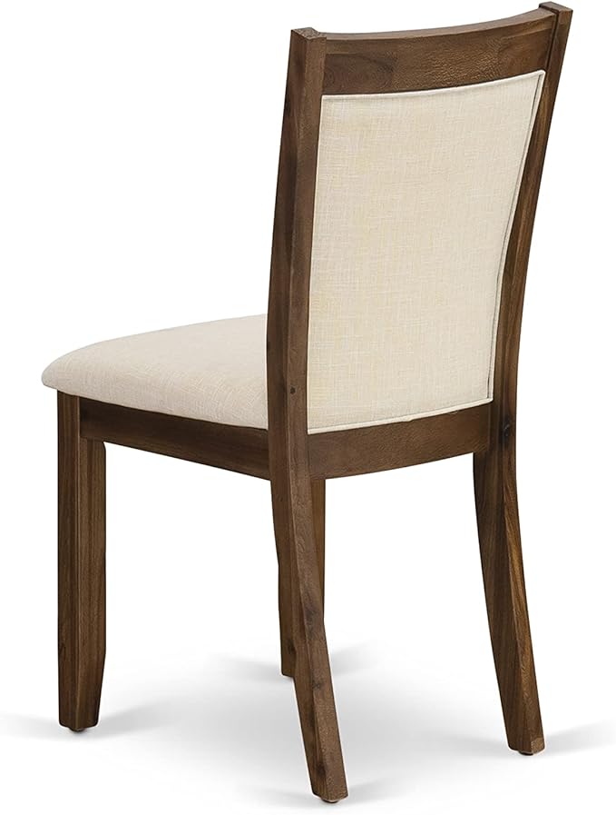 East West Furniture X797MZN32-9 9 Piece Dining Table Set Includes a Rectangle Dining Room Table with X-Legs and 8 Light Beige Linen Fabric Parsons Chairs, 40x72 Inch, Multi-Color