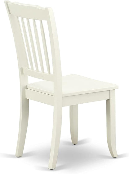 East West Furniture SUDA5-LWH-W 5 Piece Dining Room Furniture Set Includes a Round Kitchen Table with Dropleaf & Shelves and 4 Dining Chairs, 42x42 Inch, Linen White