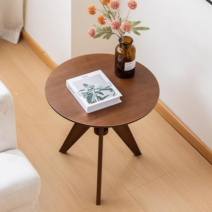 Maydear Bamboo Round Side Table Small Accent Table or Coffee Table for Living Room, Bedroom, or Office, Easy Assembly, 3-Leg Design