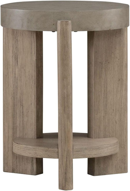 Liberty Furniture Affinity Chairside Table for Living Room - Dusty Taupe Faux Concrete Tops